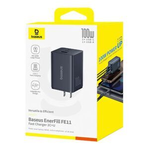 Baseus 100W Fast Charger – Dual USB-C + USB-A PD Power Adapter